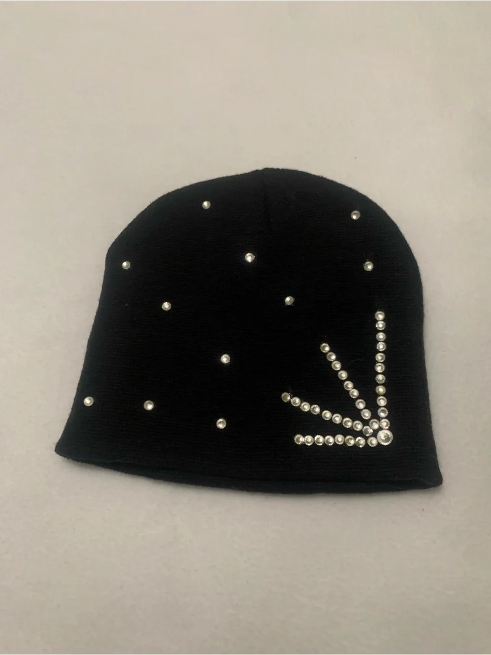 7 Pice Kids  Knit Beanie With Rhinestones - Black, Blue, Hot Pink